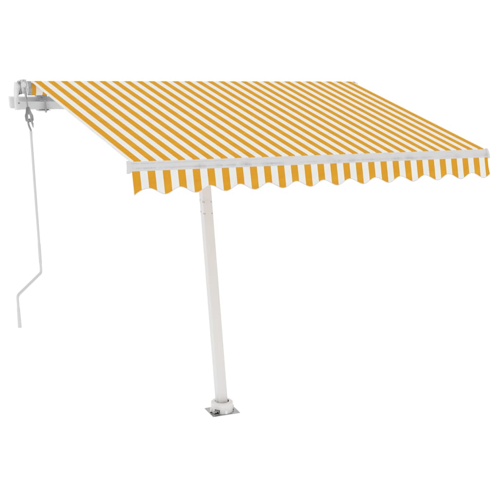 Automatisk Markise Med Led Og Vindsensor 300X250 Cm Gul Og Hvit