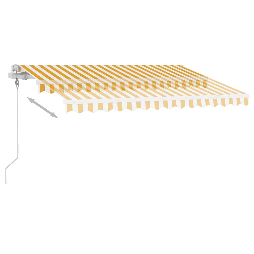 Automatisk Markise Med Led Og Vindsensor 300X250 Cm Gul Og Hvit