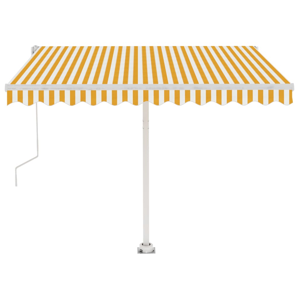 Automatisk Markise Med Led Og Vindsensor 300X250 Cm Gul Og Hvit