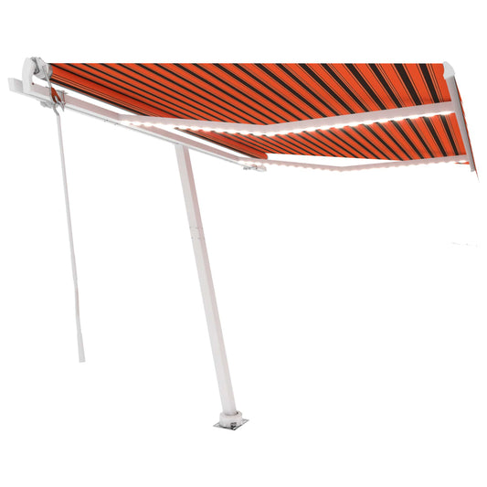Automatisk Markise Med Led Og Vindsensor 300X250Cm Oransje Brun