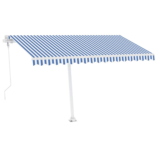 Automatisk Markise Med Vindsensor Og Led 400X300 Cm Blå Og Hvit