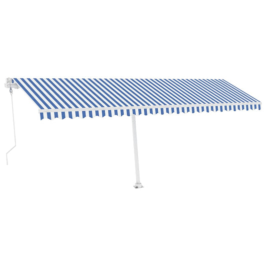 Automatisk Markise Med Vindsensor Og Led 600X300 Cm Blå Og Hvit