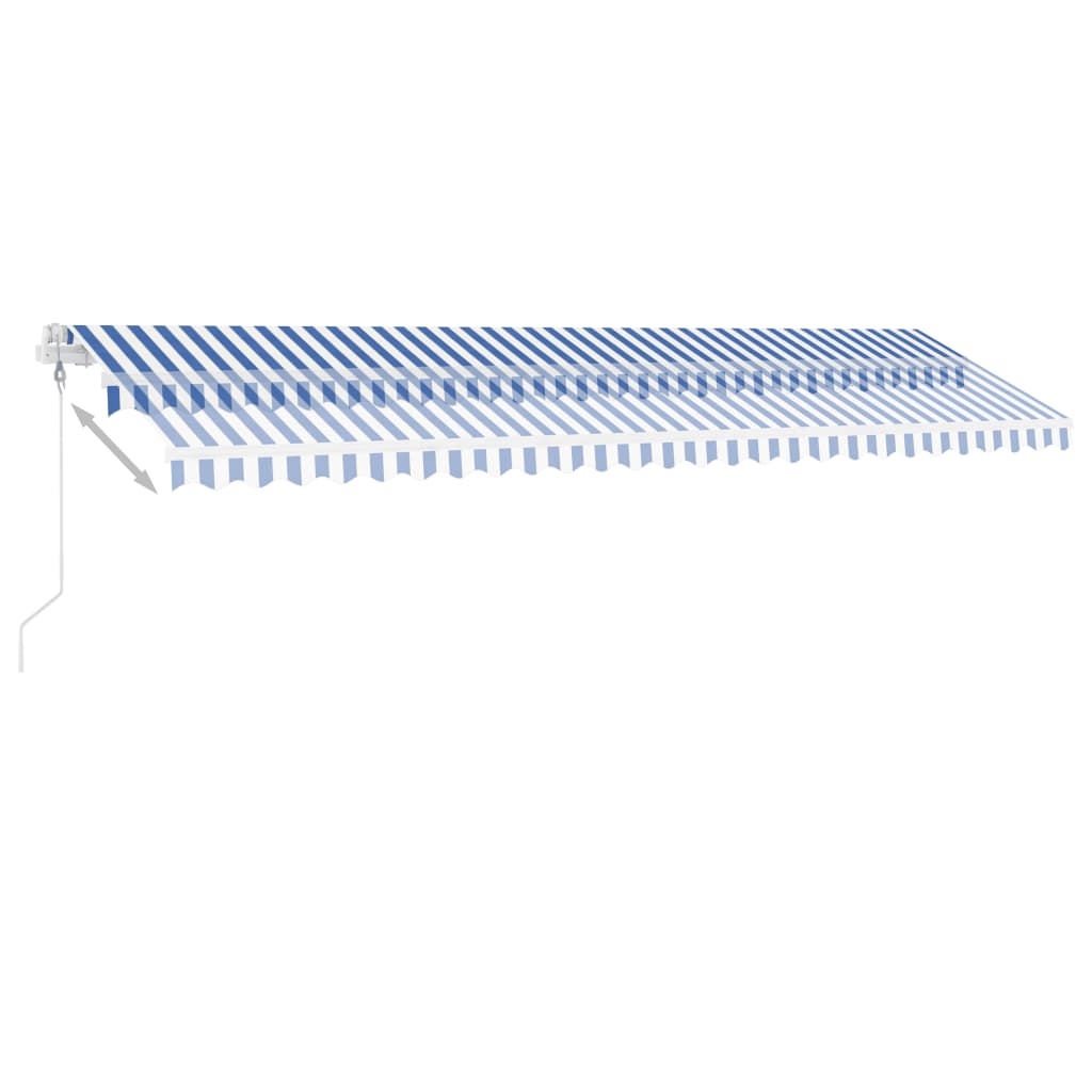 Automatisk Markise Med Vindsensor Og Led 600X300 Cm Blå Og Hvit