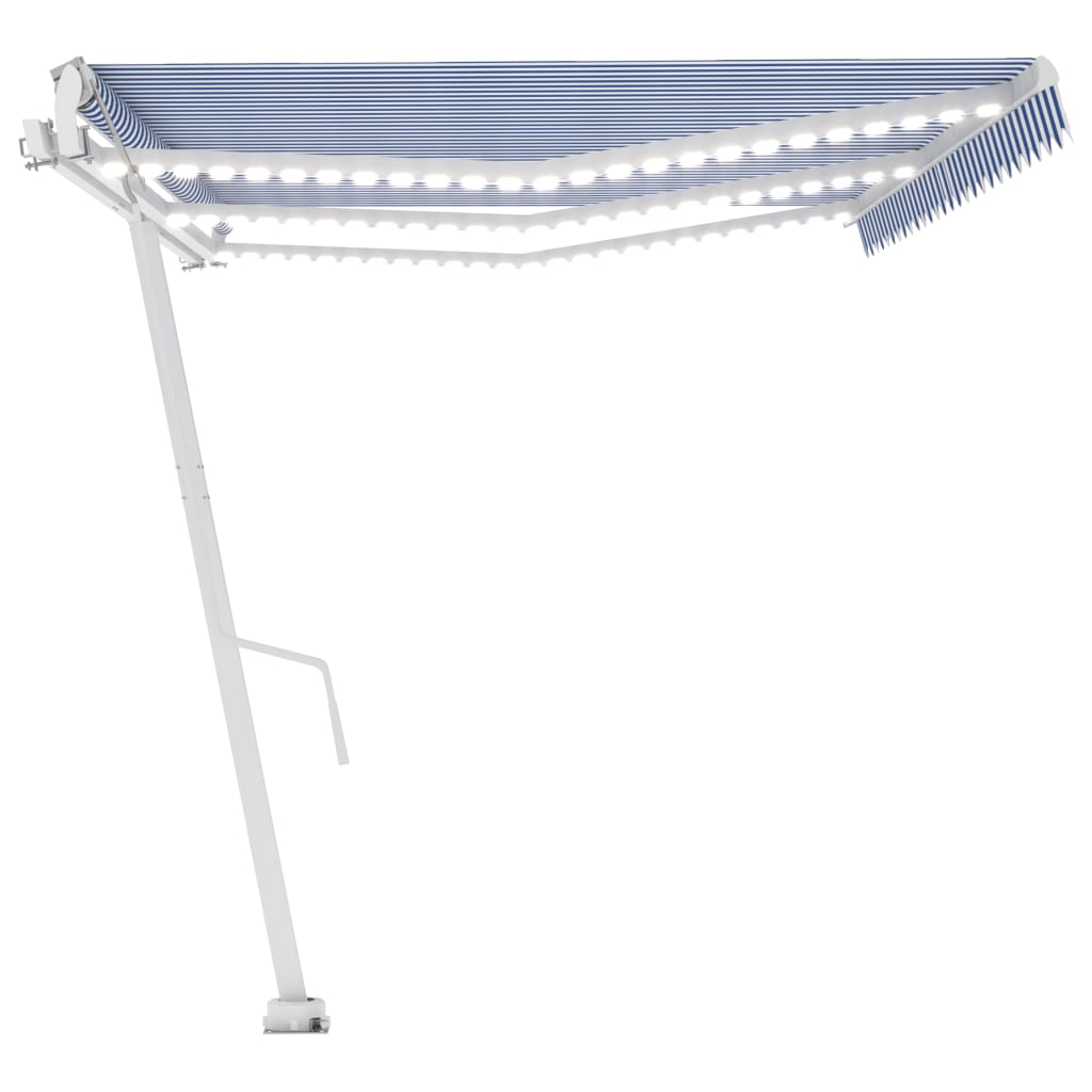 Automatisk Markise Med Vindsensor Og Led 600X300 Cm Blå Og Hvit