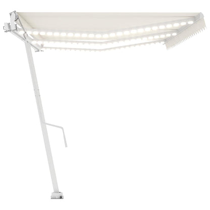 Automatisk Markise Med Vindsensor Og Led 600X300 Cm Kremhvit