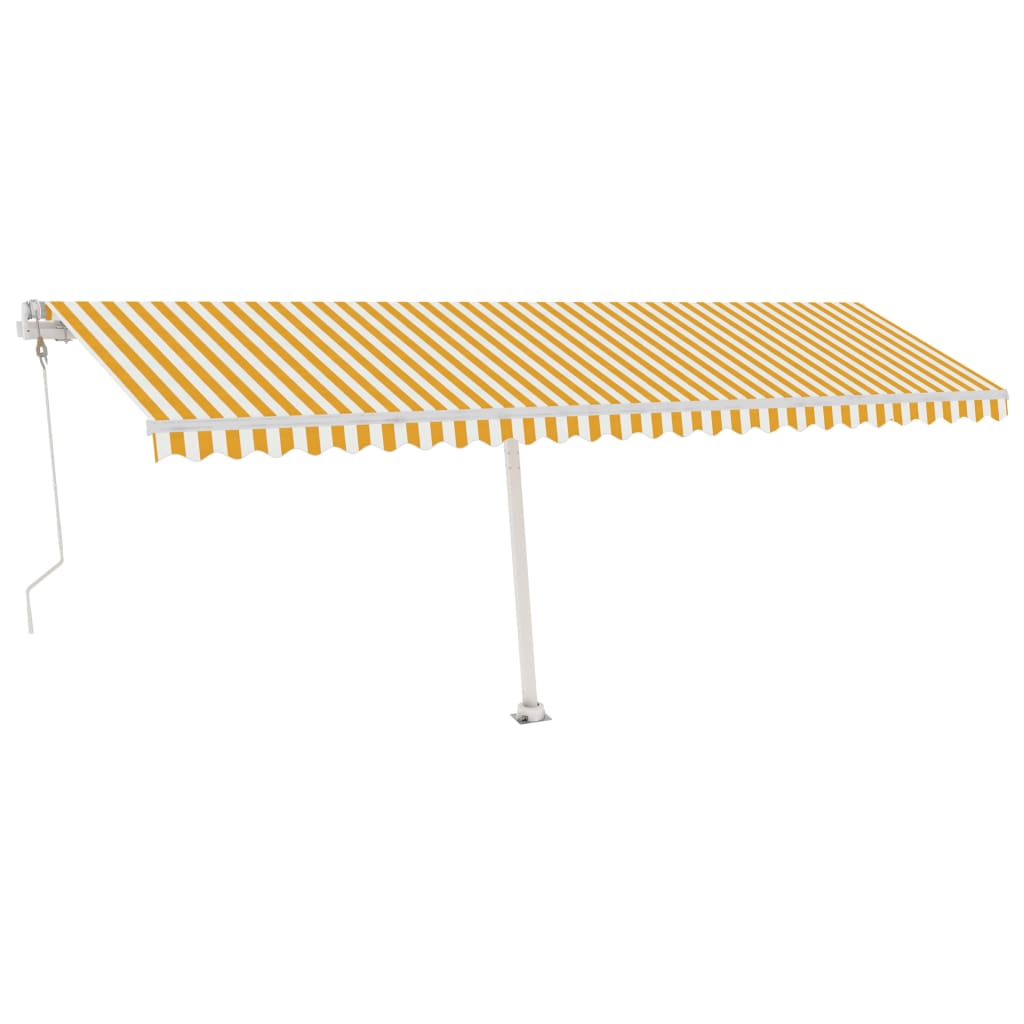 Automatisk Markise Med Vindsensor Og Led 600X300 Cm Gul Og Hvit