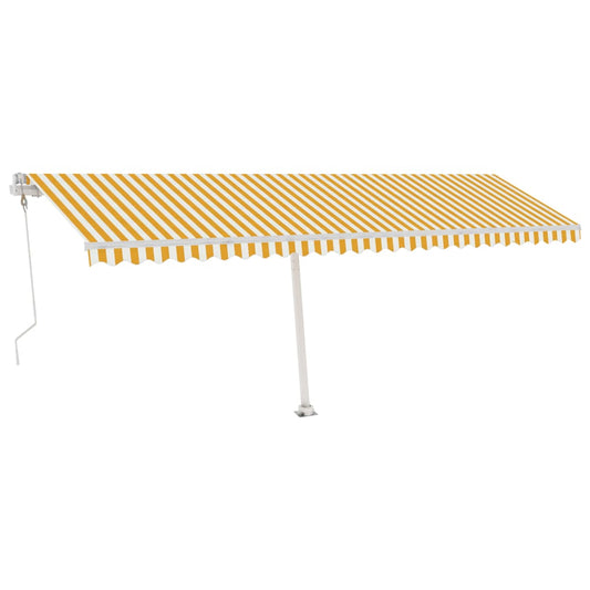 Automatisk Markise Med Vindsensor Og Led 600X300 Cm Gul Og Hvit