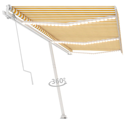 Automatisk Markise Med Vindsensor Og Led 600X300 Cm Gul Og Hvit