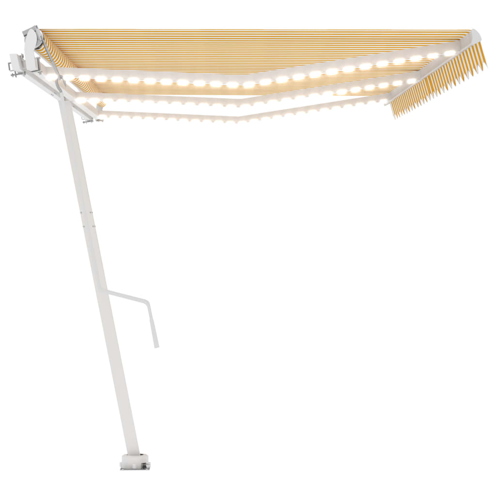Automatisk Markise Med Vindsensor Og Led 600X300 Cm Gul Og Hvit