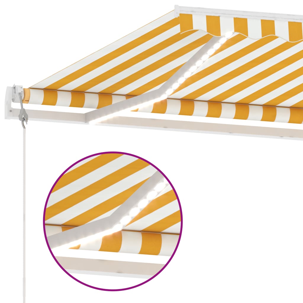 Automatisk Markise Med Vindsensor Og Led 600X300 Cm Gul Og Hvit