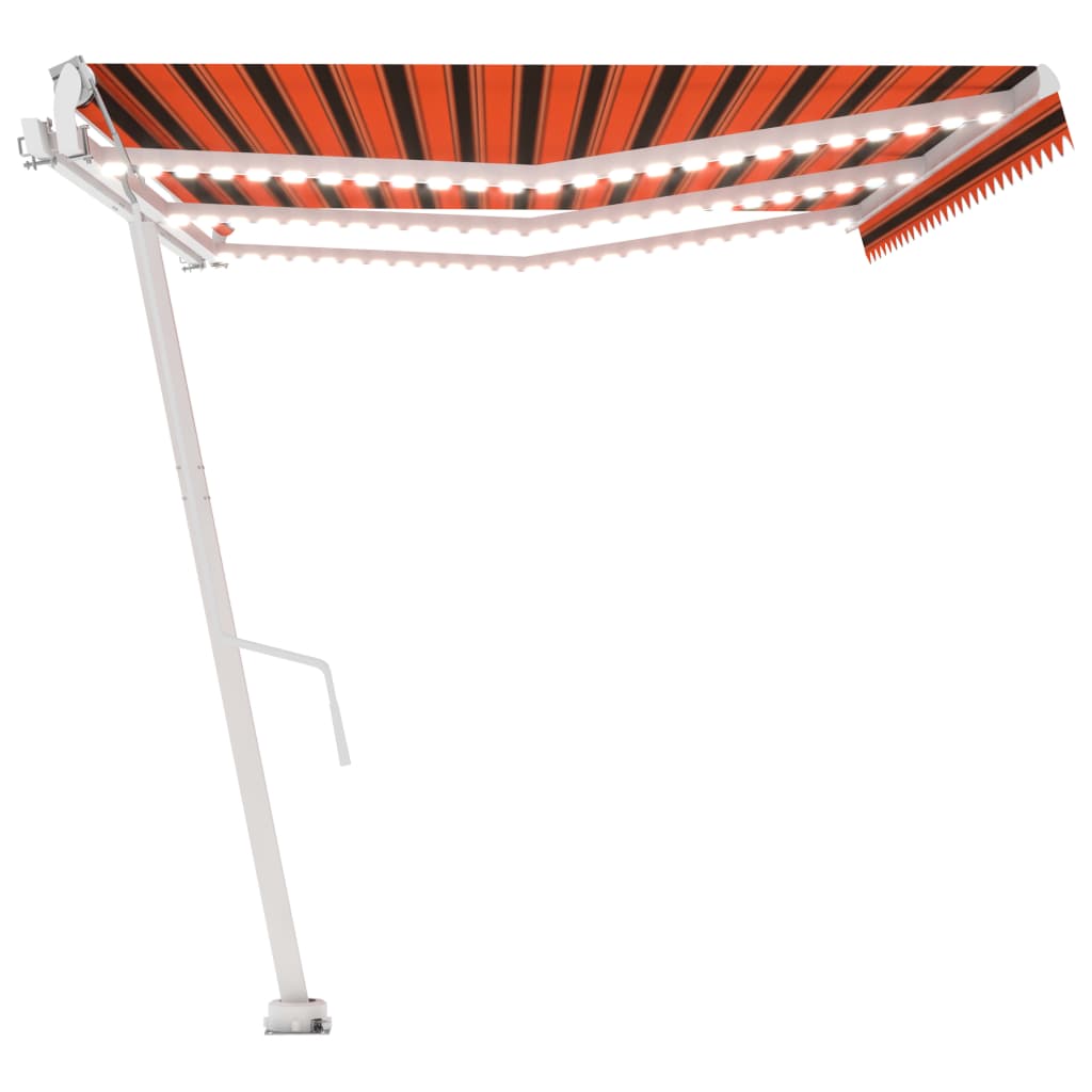 Automatisk Markise Med Vindsensor Og Led 600X300Cm Oransje Brun
