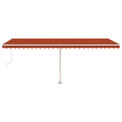 Automatisk Markise Med Vindsensor Og Led 600X300Cm Oransje Brun