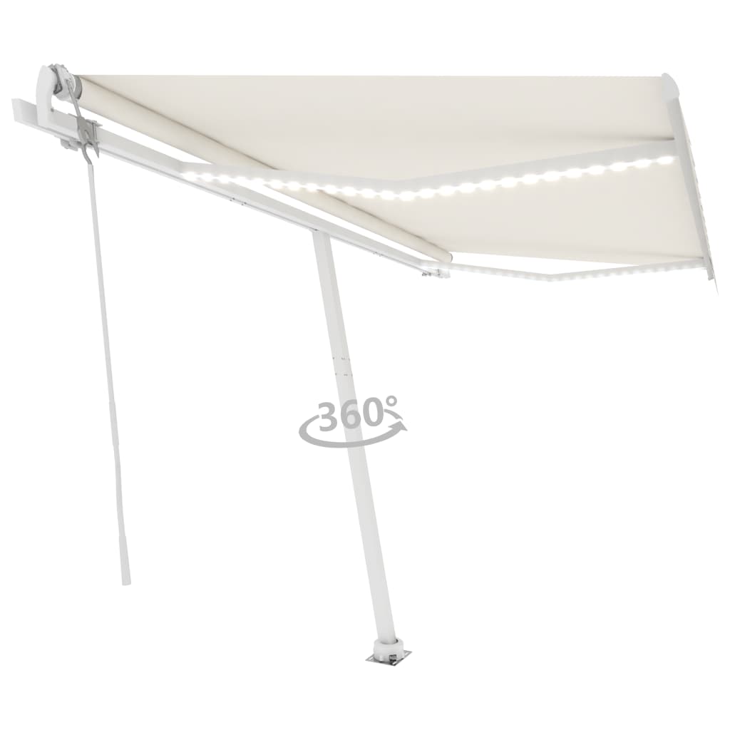 Automatisk Markise Med Vindsensor Og Led 400X350 Cm Kremhvit