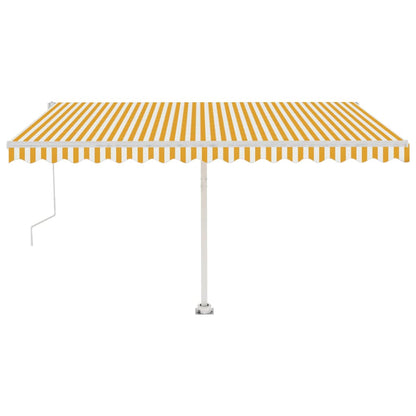 Automatisk Markise Med Vindsensor Og Led 400X350 Cm Gul Og Hvit
