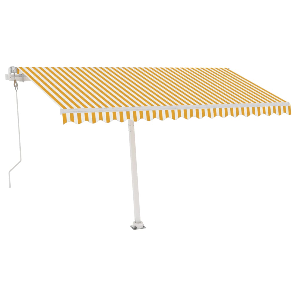 Automatisk Markise Med Vindsensor Og Led 400X350 Cm Gul Og Hvit