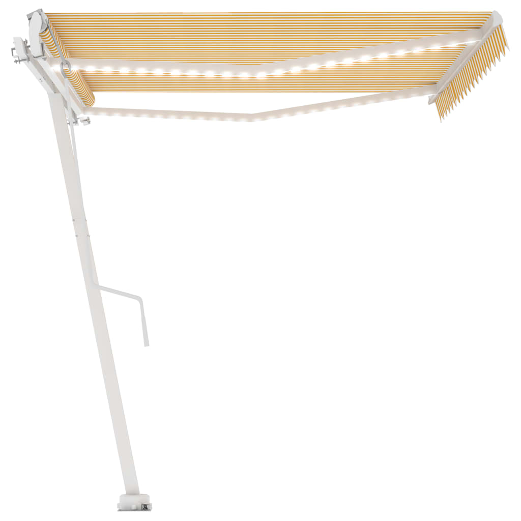 Automatisk Markise Med Vindsensor Og Led 400X350 Cm Gul Og Hvit