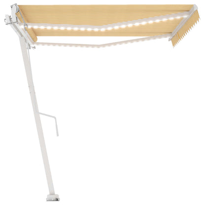 Automatisk Markise Med Vindsensor Og Led 400X350 Cm Gul Og Hvit