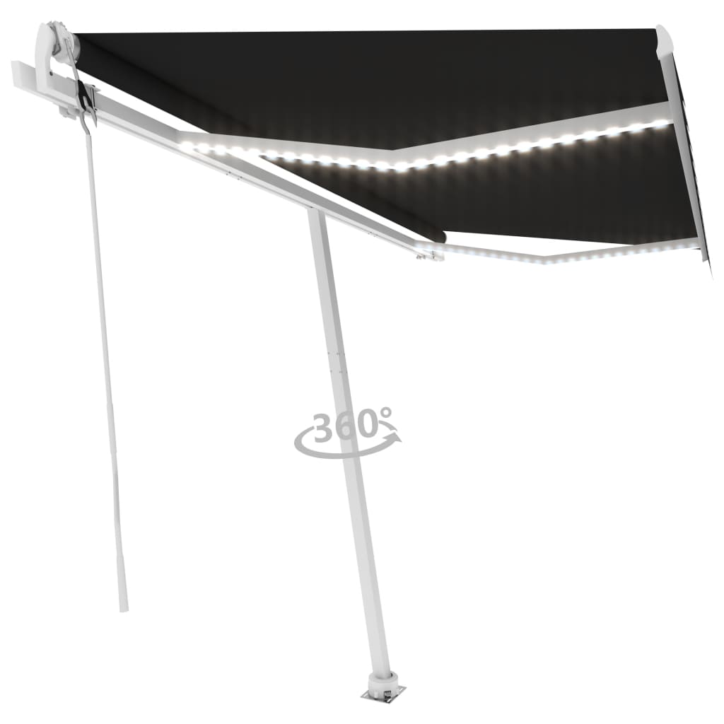 Automatisk Markise Med Vindsensor Og Led 400X350 Cm Antrasitt