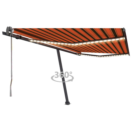 Automatisk Markise Med Vindsensor Og Led 400X350Cm Oransje/Brun