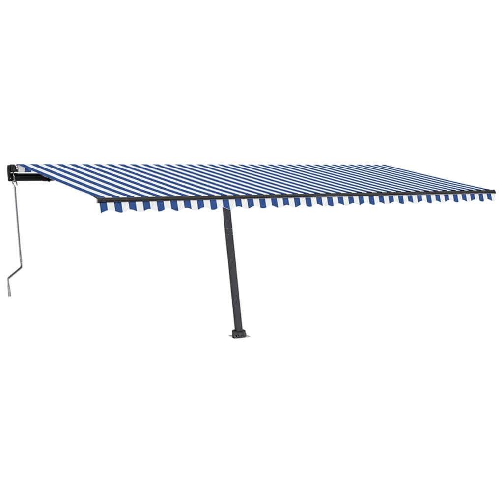 Automatisk Markise Med Vindsensor Og Led 600X350 Cm Blå Og Hvit