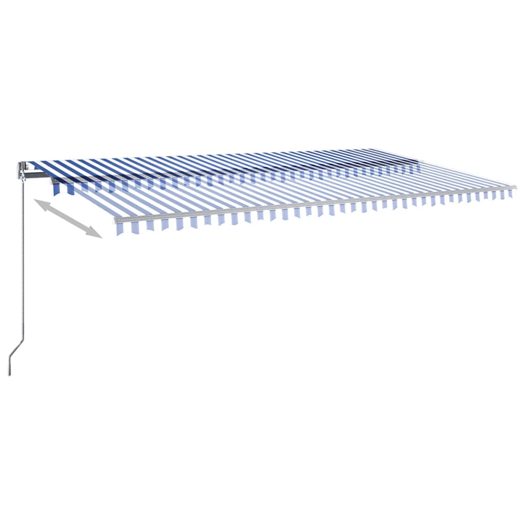 Automatisk Markise Med Vindsensor Og Led 600X350 Cm Blå Og Hvit