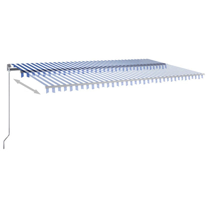 Automatisk Markise Med Vindsensor Og Led 600X350 Cm Blå Og Hvit