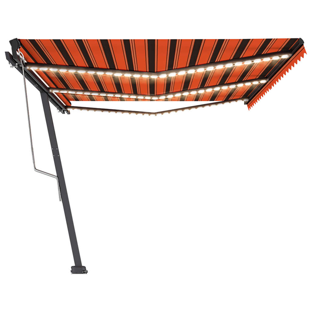 Automatisk Markise Med Vindsensor Og Led 600X350Cm Oransje/Brun