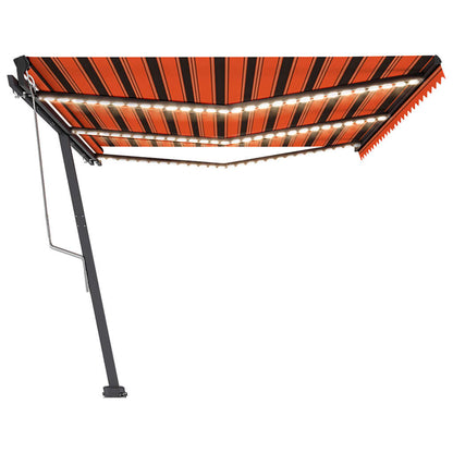 Automatisk Markise Med Vindsensor Og Led 600X350Cm Oransje/Brun