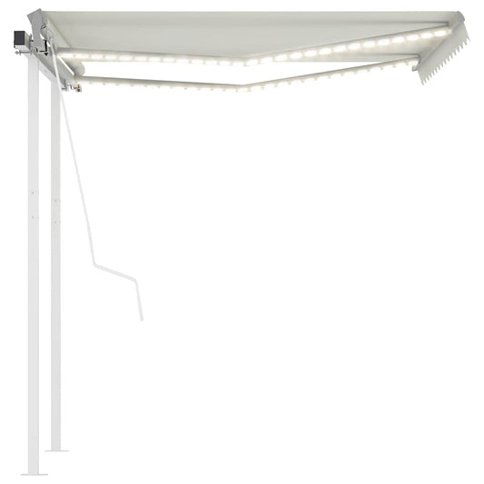 Automatisk Markise Med Led Og Vindsensor 3X2,5 M Kremhvit