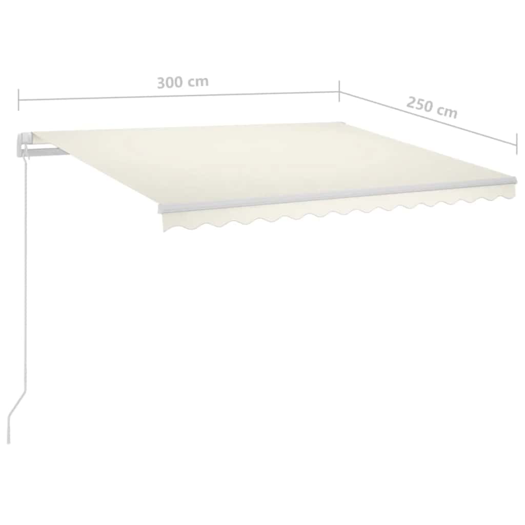 Automatisk Markise Med Led Og Vindsensor 3X2,5 M Kremhvit