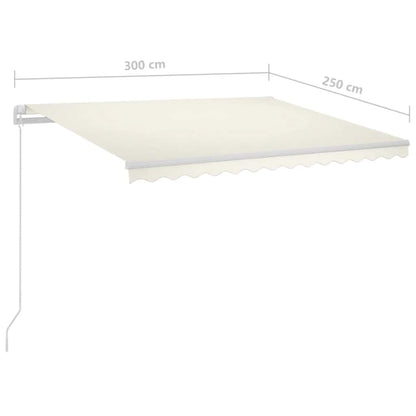 Automatisk Markise Med Led Og Vindsensor 3X2,5 M Kremhvit