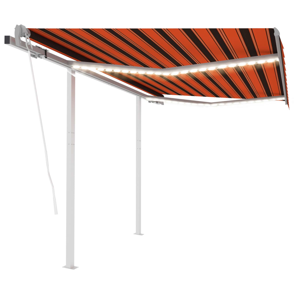 Automatisk Markise Med Led Og Vindsensor 3X2,5M Oransje Og Brun