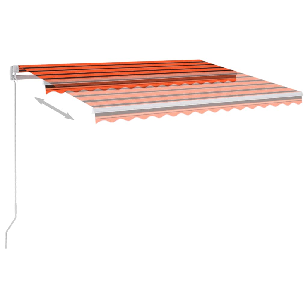 Automatisk Markise Med Led Og Vindsensor 3X2,5M Oransje Og Brun