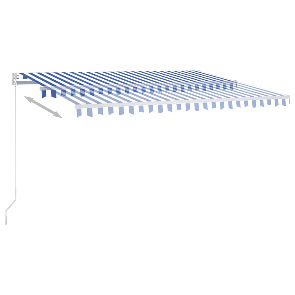 Automatisk Markise Med Vindsensor Og Led 4X3 M Blå Og Hvit