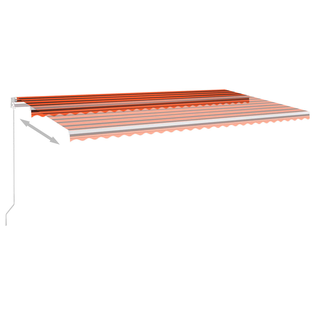 Automatisk Markise Med Vindsensor Og Led 6X3 M Oransje Og Brun