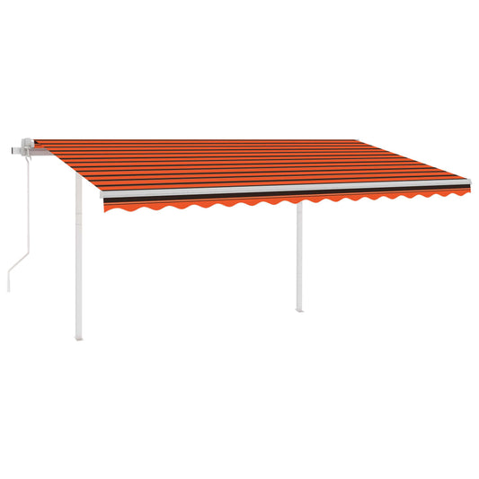 Automatisk Uttrekkbar Markise Med Stolper 4X3,5 M Oransje Brun