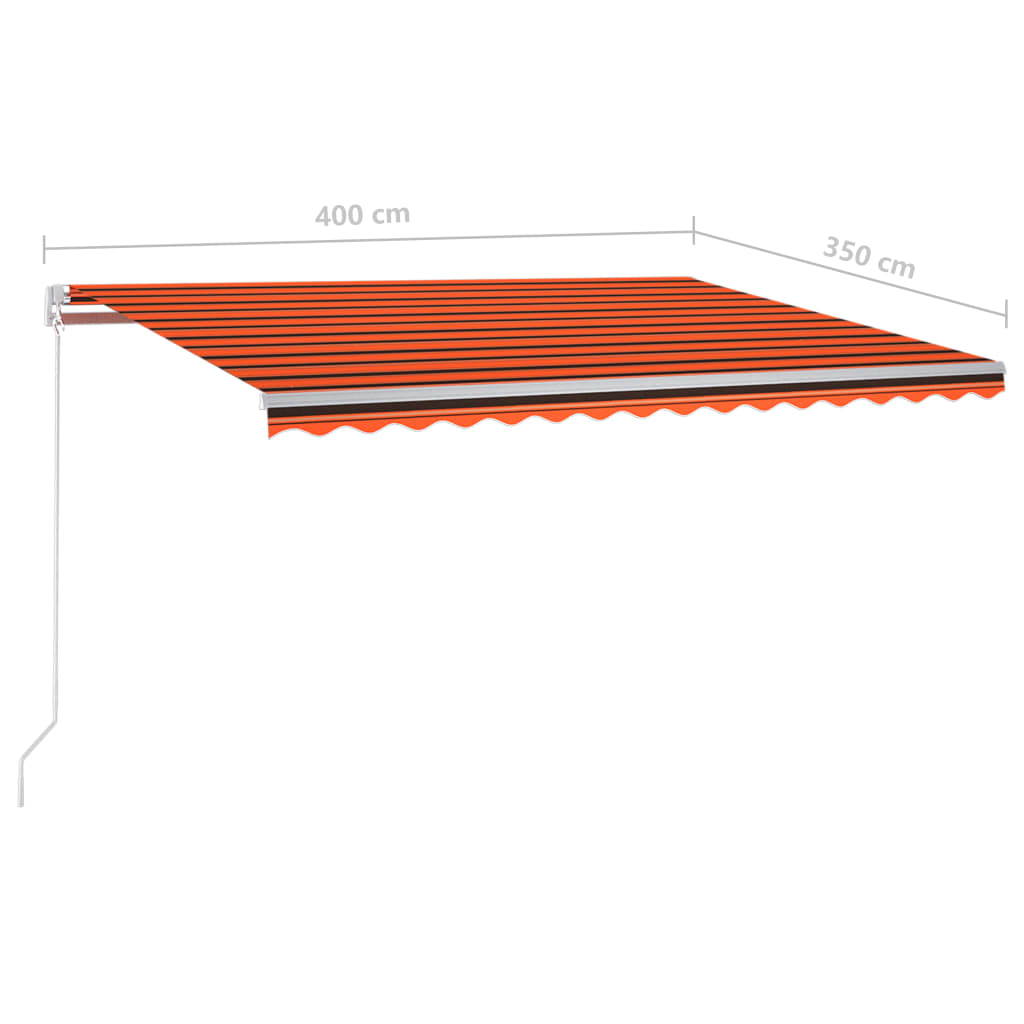 Automatisk Uttrekkbar Markise Med Stolper 4X3,5 M Oransje Brun