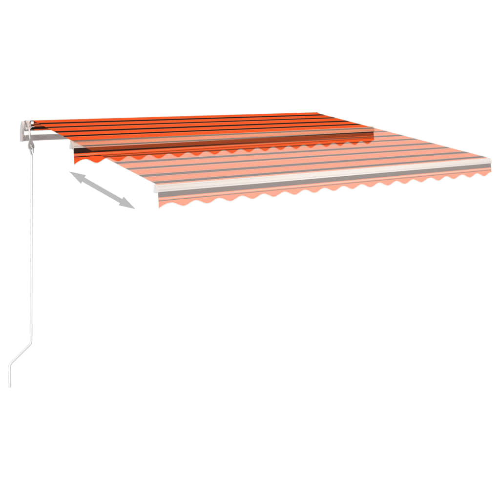 Automatisk Uttrekkbar Markise Med Stolper 4X3,5 M Oransje Brun