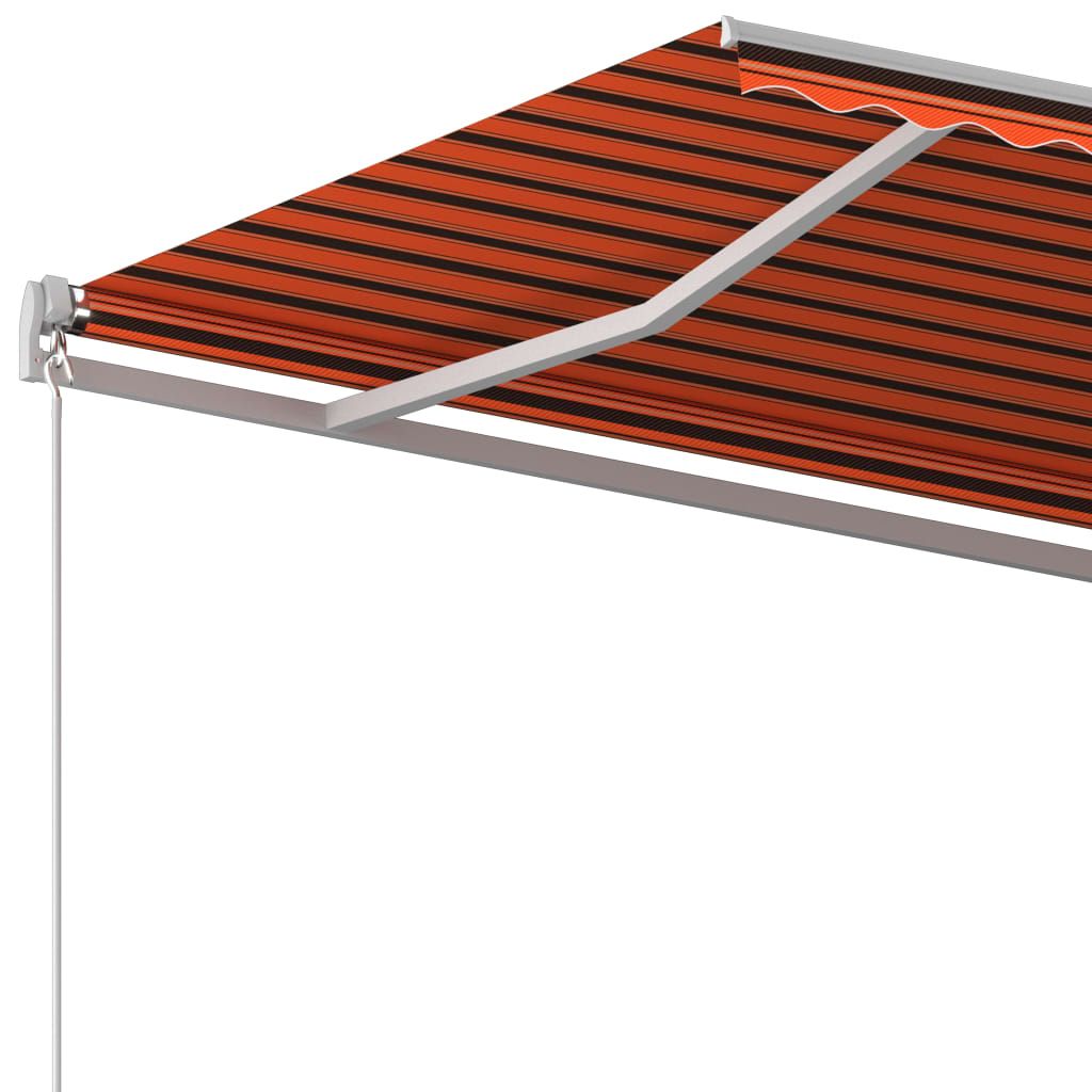 Automatisk Uttrekkbar Markise Med Stolper 4X3,5 M Oransje Brun
