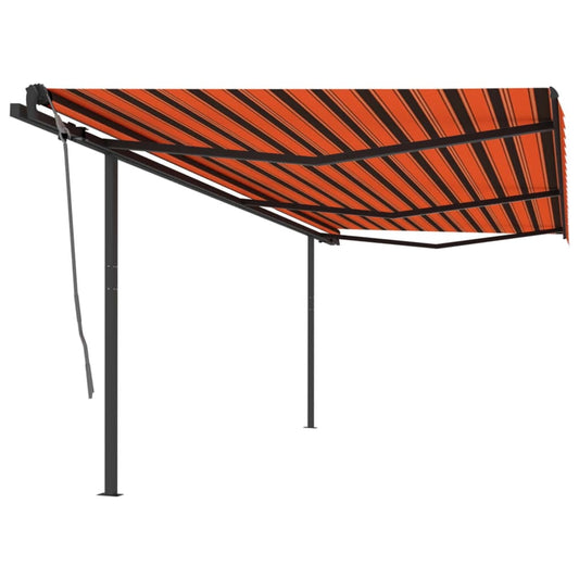 Automatisk Uttrekkbar Markise Med Stolper 6X3,5 M Oransje Brun
