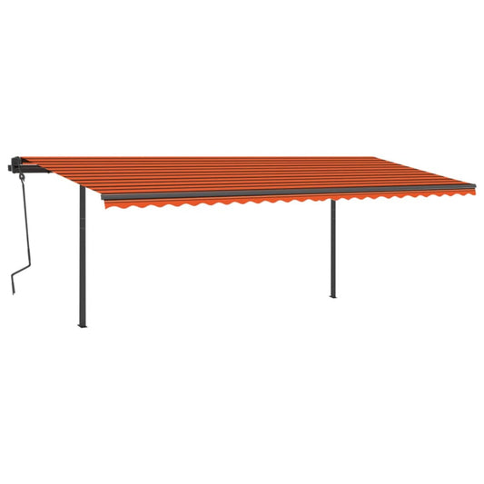 Automatisk Uttrekkbar Markise Med Stolper 6X3,5 M Oransje Brun