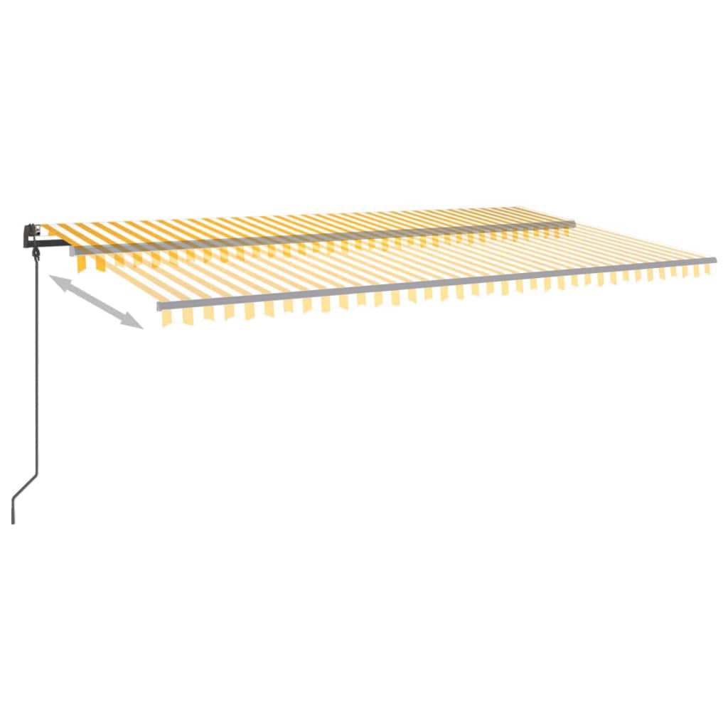 Automatisk Markise Med Vindsensor Og Led 6X3,5 M Gul Og Hvit