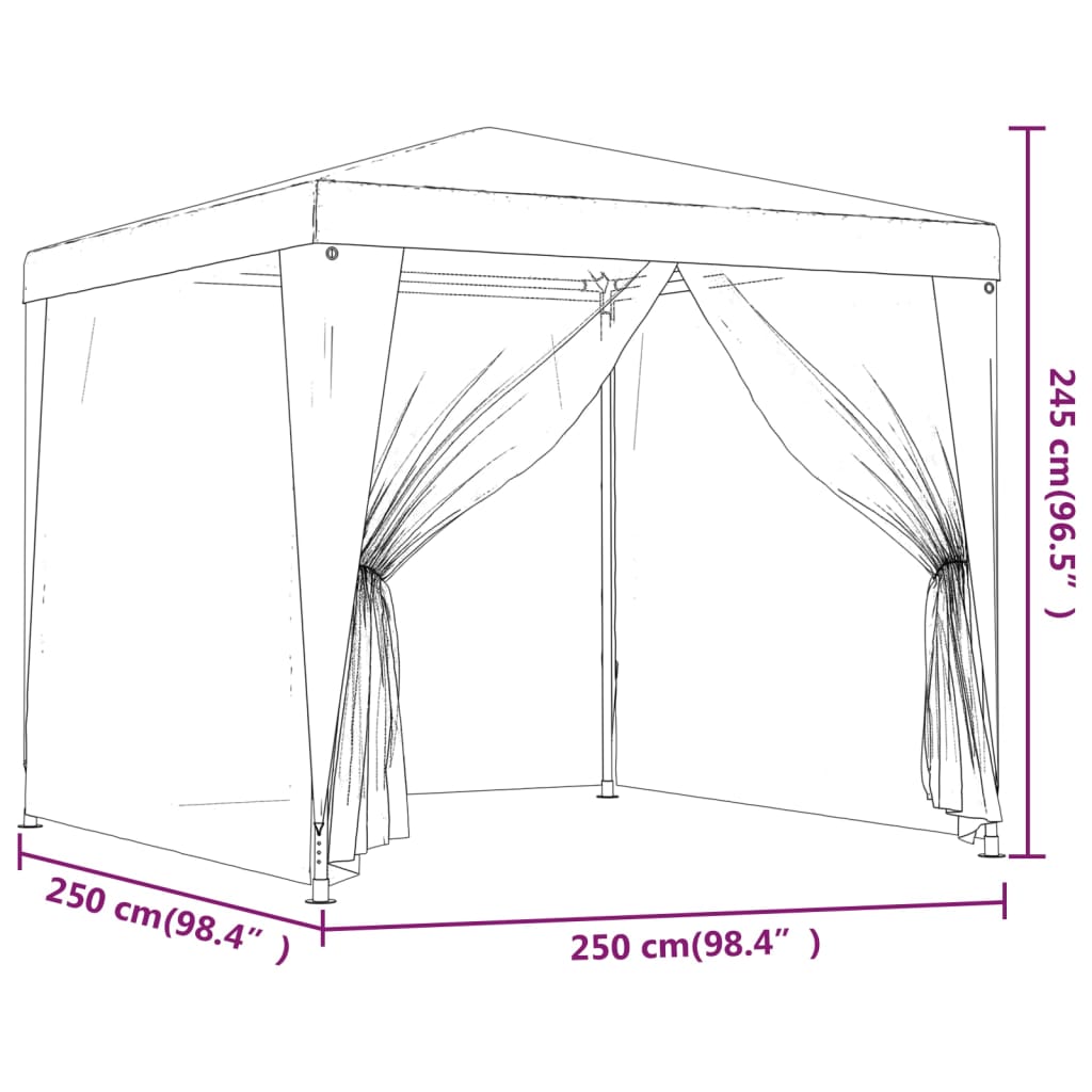 Festtelt Med 4 Sidevegger Av Netting Antrasitt 2,5X2,5 M Hdpe
