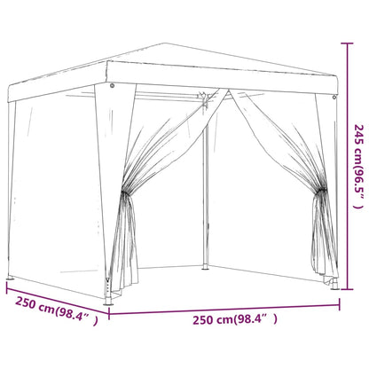 Festtelt Med 4 Sidevegger Av Netting Antrasitt 2,5X2,5 M Hdpe