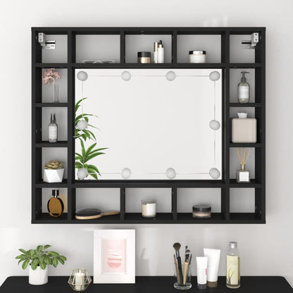 Led Speilskap Svart 91X15X76,5 Cm