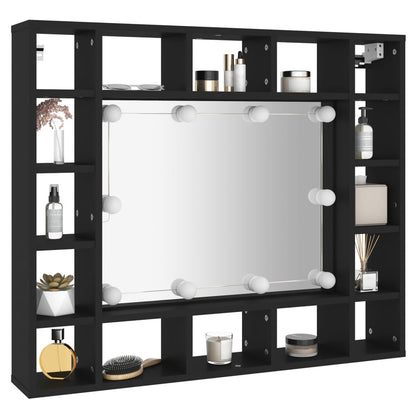 Led Speilskap Svart 91X15X76,5 Cm