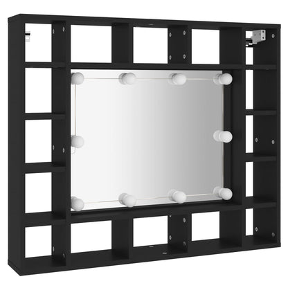 Led Speilskap Svart 91X15X76,5 Cm