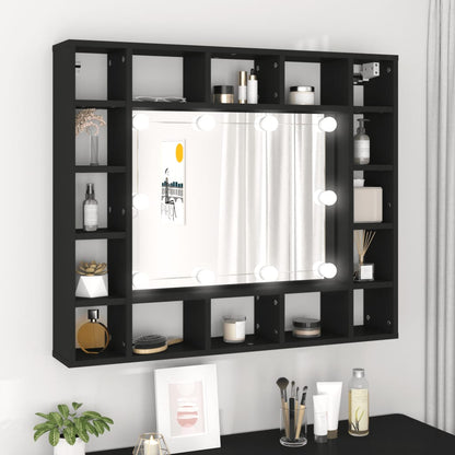 Led Speilskap Svart 91X15X76,5 Cm