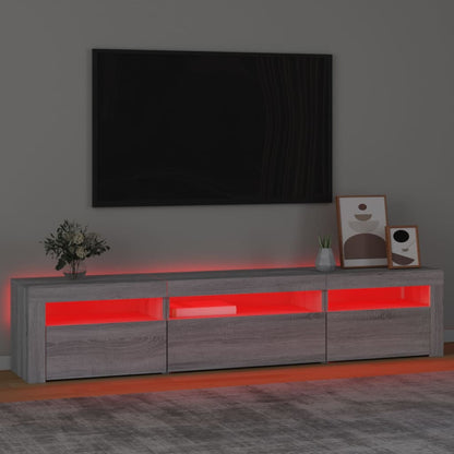 Tv-Benk Med Led-Lys Grå Sonoma 195 X 35 X 40 Cm