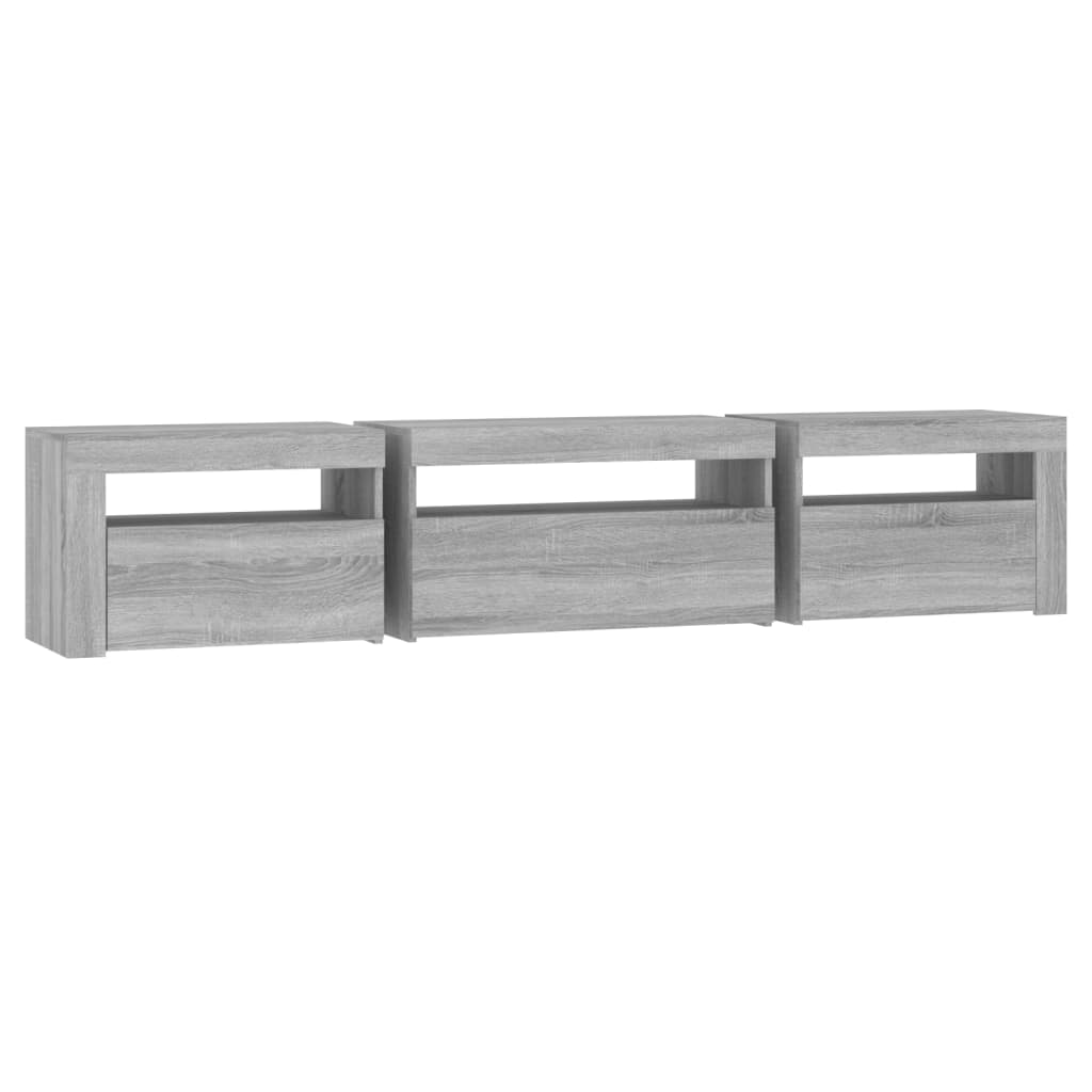 Tv-Benk Med Led-Lys Grå Sonoma 195 X 35 X 40 Cm